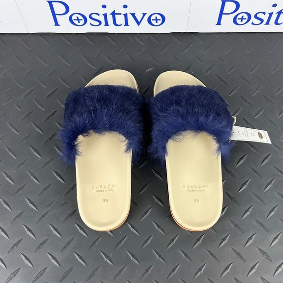 Buscemi Slide Fur Clot Purple Leather Slippers US 8 EU 38 - Picture 3 of 5